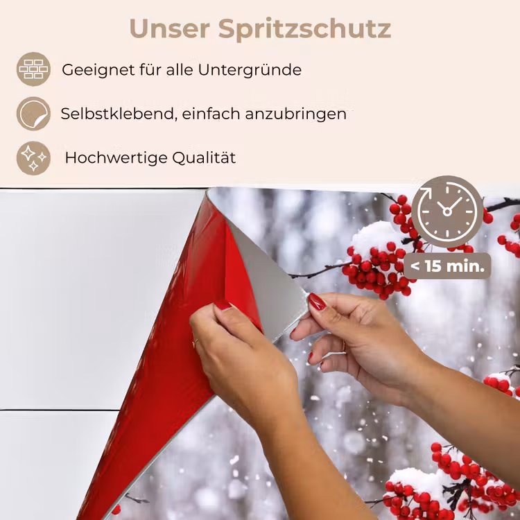 Spritzschutz Küche - Beeren - Zweige - Schnee - Bunt — 4