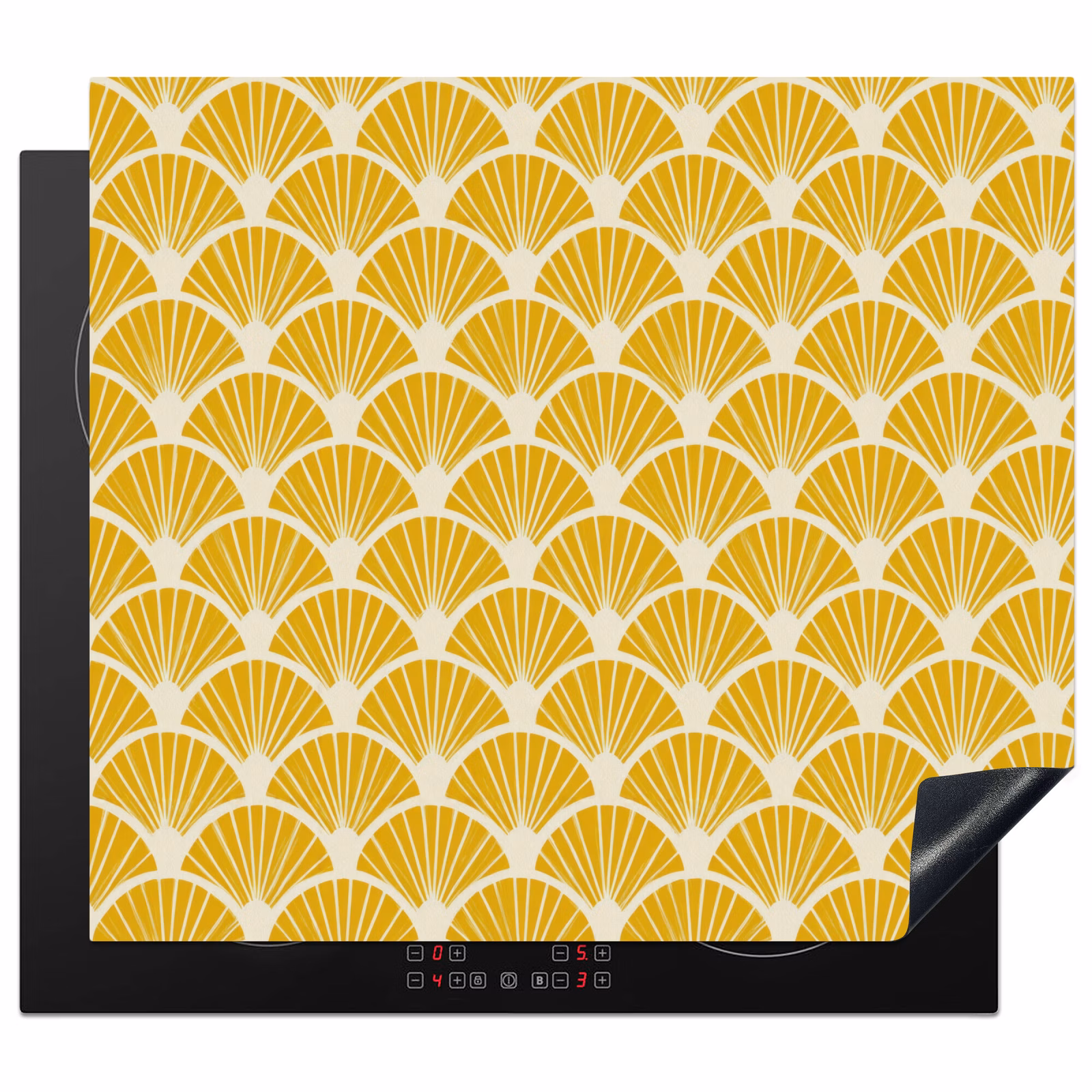 Herdabdeckplatte - Fächer – Art Déco – Retro – Ockergelb — 1