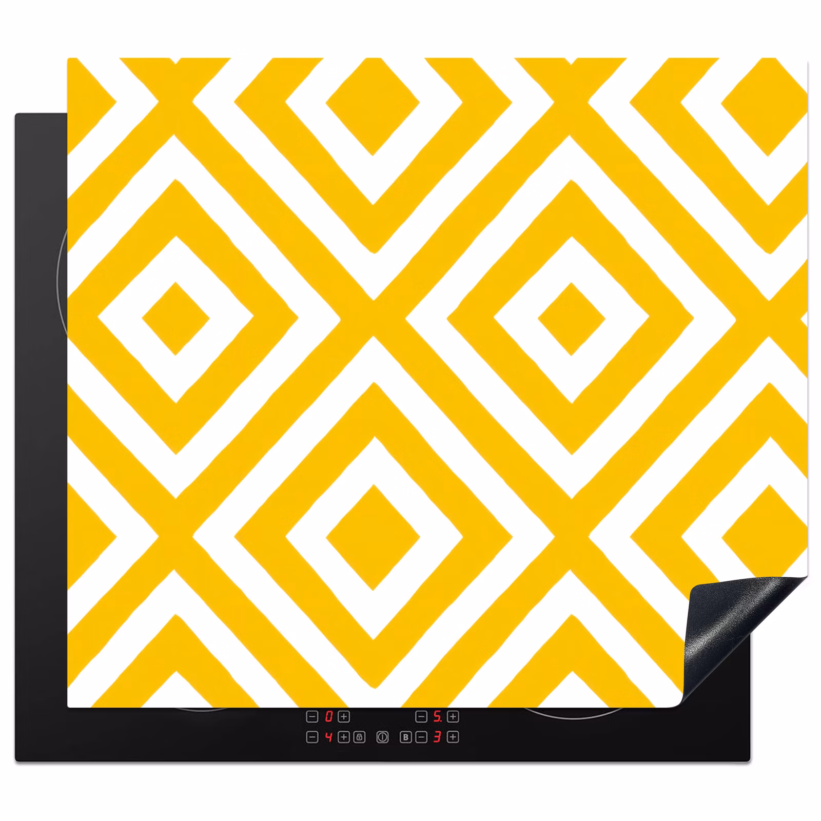 Herdabdeckplatte - Geometrisch – Linien – Modern – Gelb – Weiß — 1