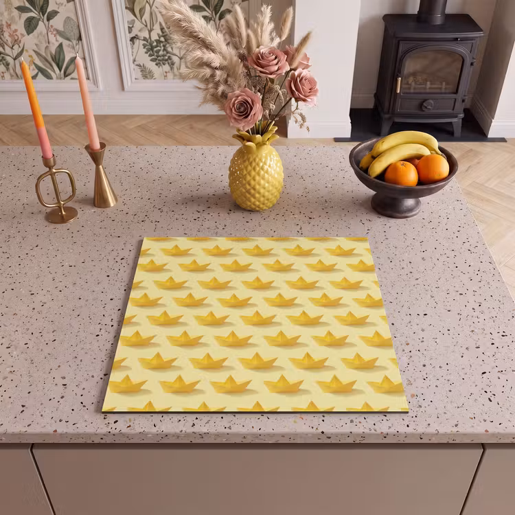 Herdabdeckplatte - Bootchen – Origami – Kreativ – Gelb — 3