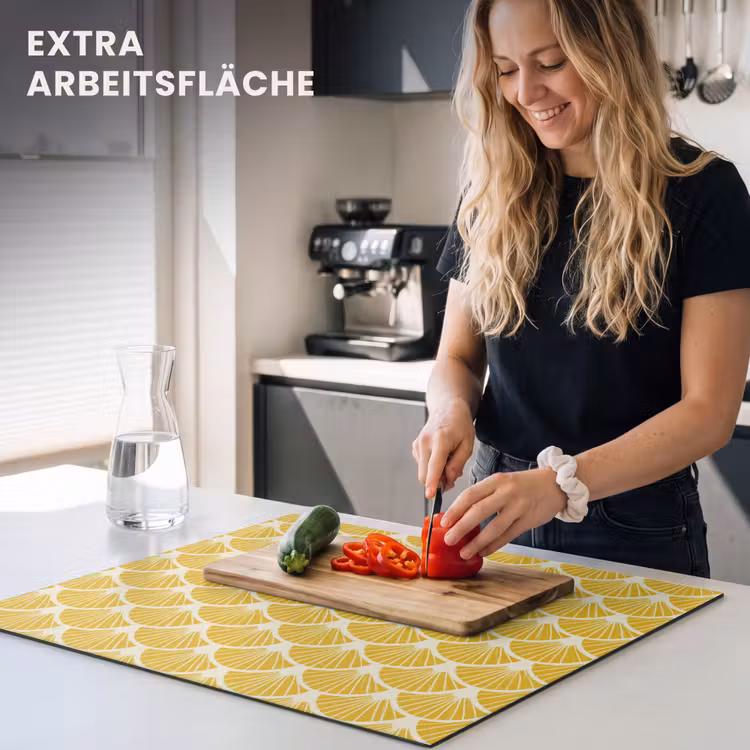 Herdabdeckplatte - Fächer – Art Déco – Retro – Ockergelb — 5