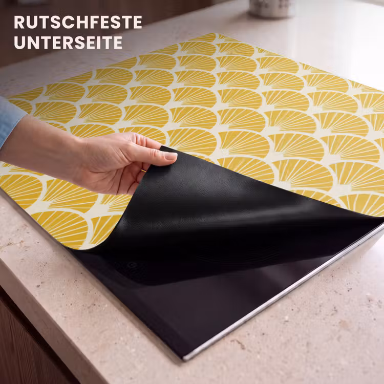 Herdabdeckplatte - Fächer – Art Déco – Retro – Ockergelb — 6