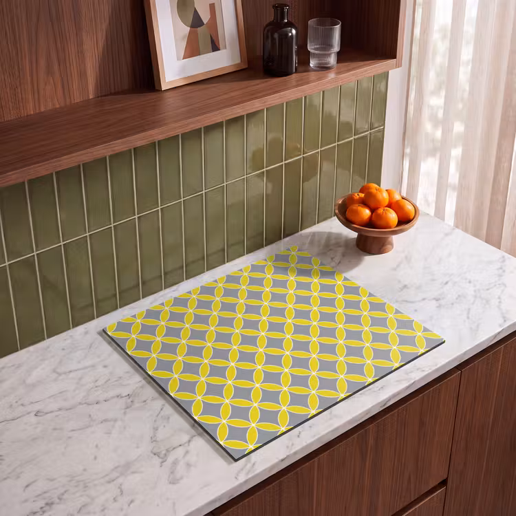 Herdabdeckplatte - Geometrisch – Kreise – Modern – Grau – Gelb — 4