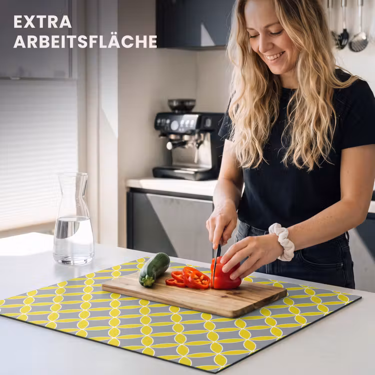 Herdabdeckplatte - Geometrisch – Kreise – Modern – Grau – Gelb — 5