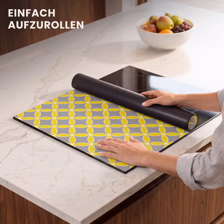 Herdabdeckplatte - Geometrisch – Kreise – Modern – Grau – Gelb — 7