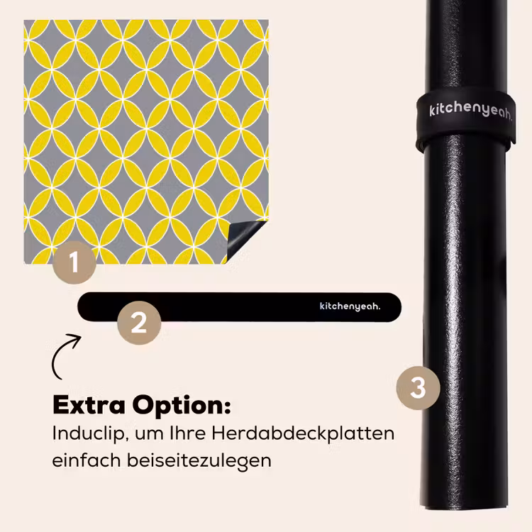 Herdabdeckplatte - Geometrisch – Kreise – Modern – Grau – Gelb — 8