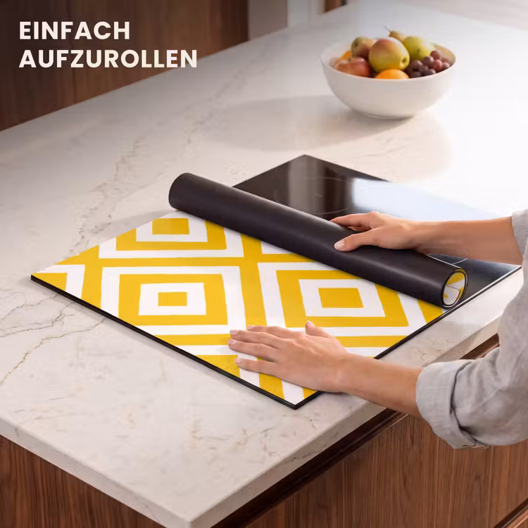 Herdabdeckplatte - Geometrisch – Linien – Modern – Gelb – Weiß — 7