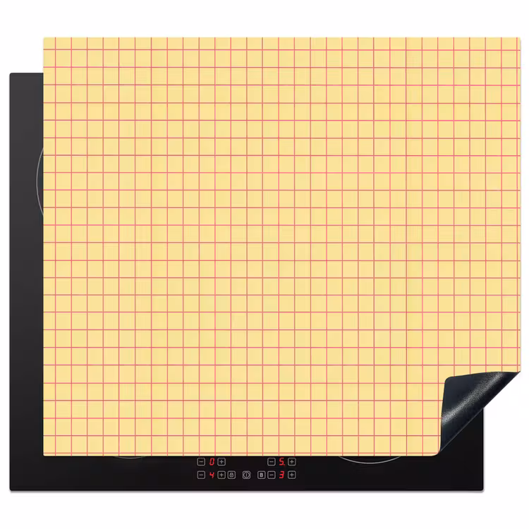 Herdabdeckplatte - Karomuster – Raster – Minimalistisch – Gelb – Rosa — 1