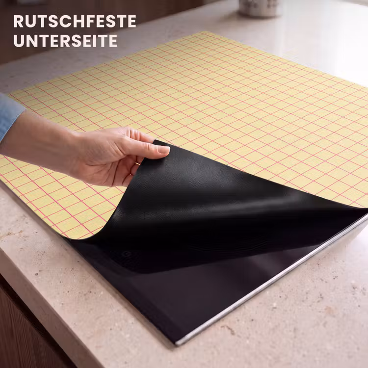Herdabdeckplatte - Karomuster – Raster – Minimalistisch – Gelb – Rosa — 6