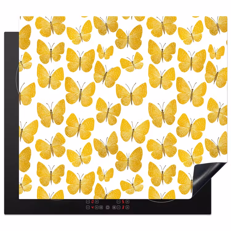 Herdabdeckplatte - Schmetterlinge – Botanisch – Illustration – Gelb – Weiß — 1