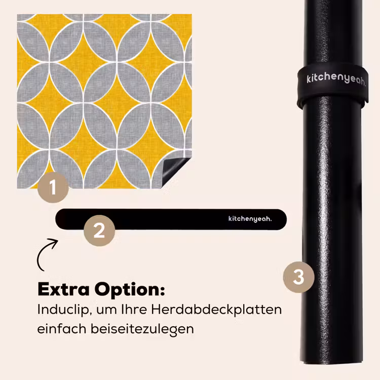 Herdabdeckplatte - Geometrisch – Kreise – Textur – Grau – Gelb — 8