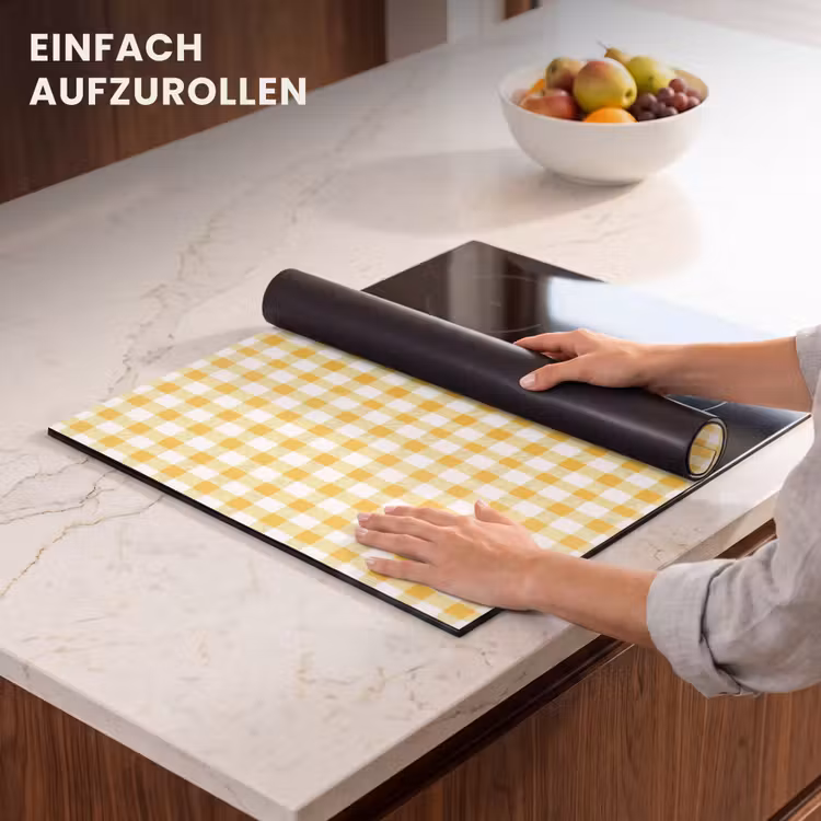 Herdabdeckplatte - Karomuster – Gingham – Klassisch – Gelb und Weiß — 7