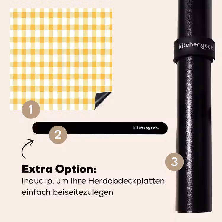 Herdabdeckplatte - Karomuster – Gingham – Klassisch – Gelb und Weiß — 8