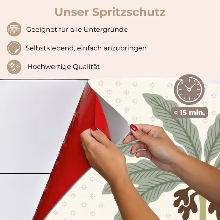 Spritzschutz Küche - Baum – Blätter – Grün – Dekorativ – Beige — 4