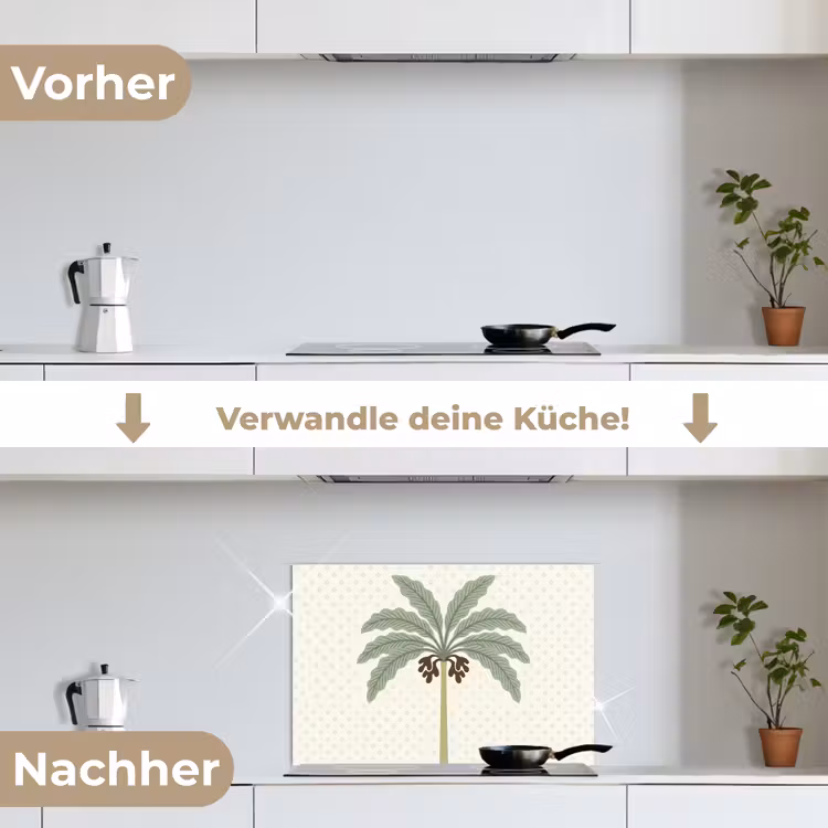 Spritzschutz Küche - Baum – Blätter – Grün – Dekorativ – Beige — 7