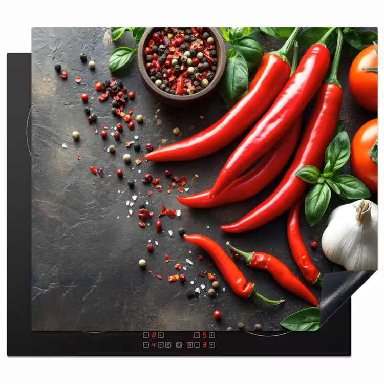 Herdabdeckplatte - Gemüse - Paprika - Rot - Grau - Beton — 1