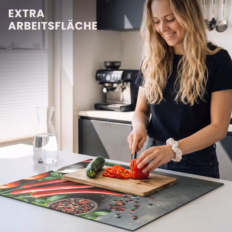 Herdabdeckplatte - Gemüse - Paprika - Rot - Grau - Beton — 5
