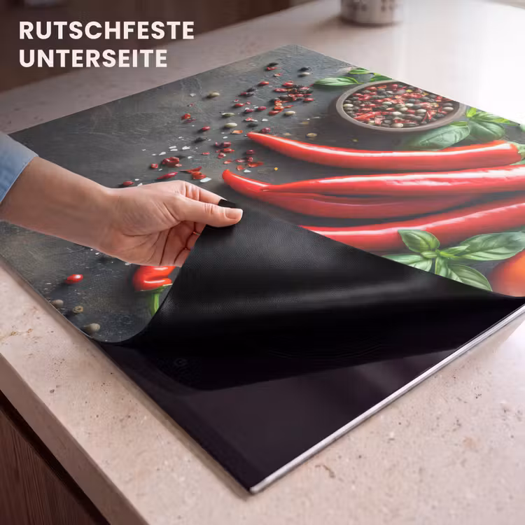 Herdabdeckplatte - Gemüse - Paprika - Rot - Grau - Beton — 6