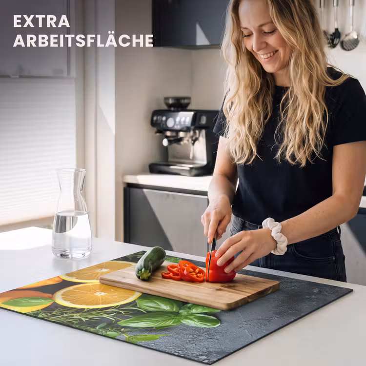 Herdabdeckplatte - Obst - Grau - Konkret - Orange - Pflanzen — 5