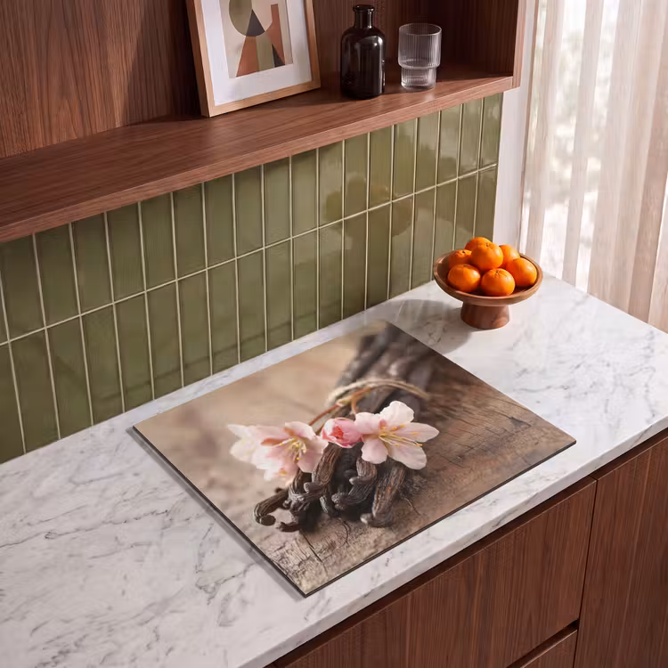 Herdabdeckplatte - Vanille - Blumen - Vanilleschoten - Holz - Rosa — 4