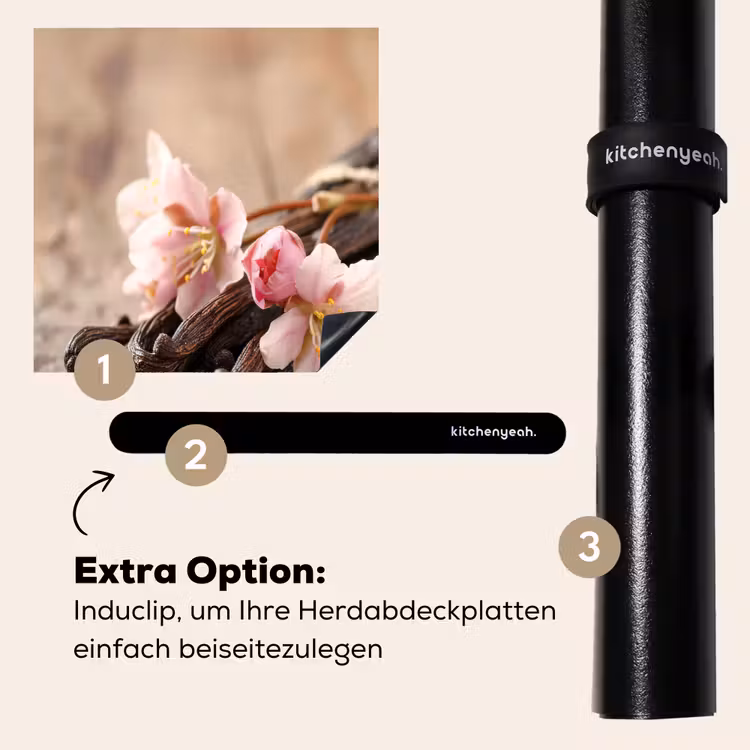 Herdabdeckplatte - Vanille - Blumen - Vanilleschoten - Holz - Rosa — 8