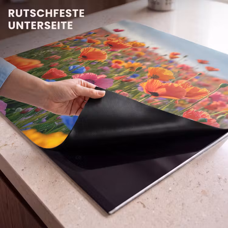 Herdabdeckplatte - Blumen - Bunt - Blumenfeld - Pflanzen - Orange — 6