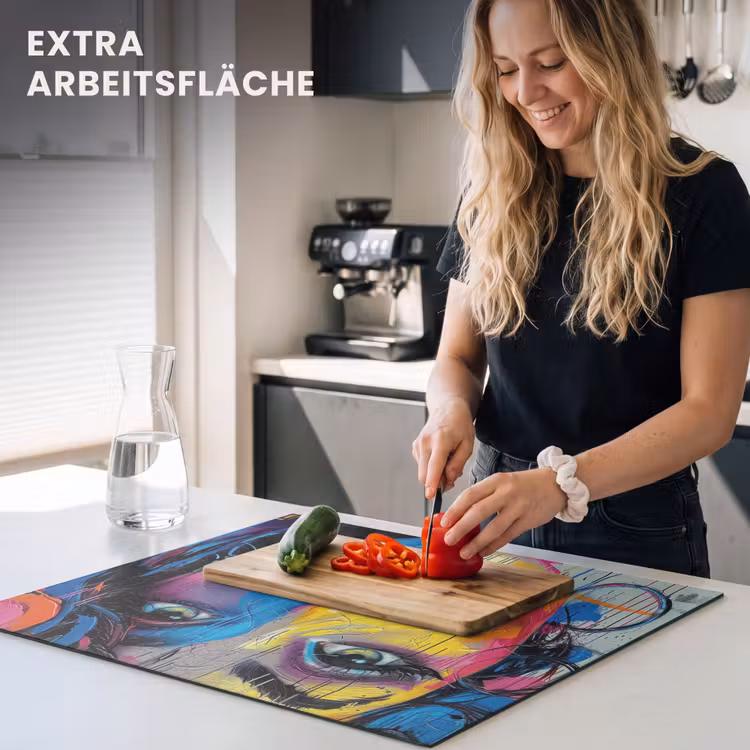 Herdabdeckplatte - Graffiti - Frau - Farbenfroh - Straßenkunst - Pop-Art — 5