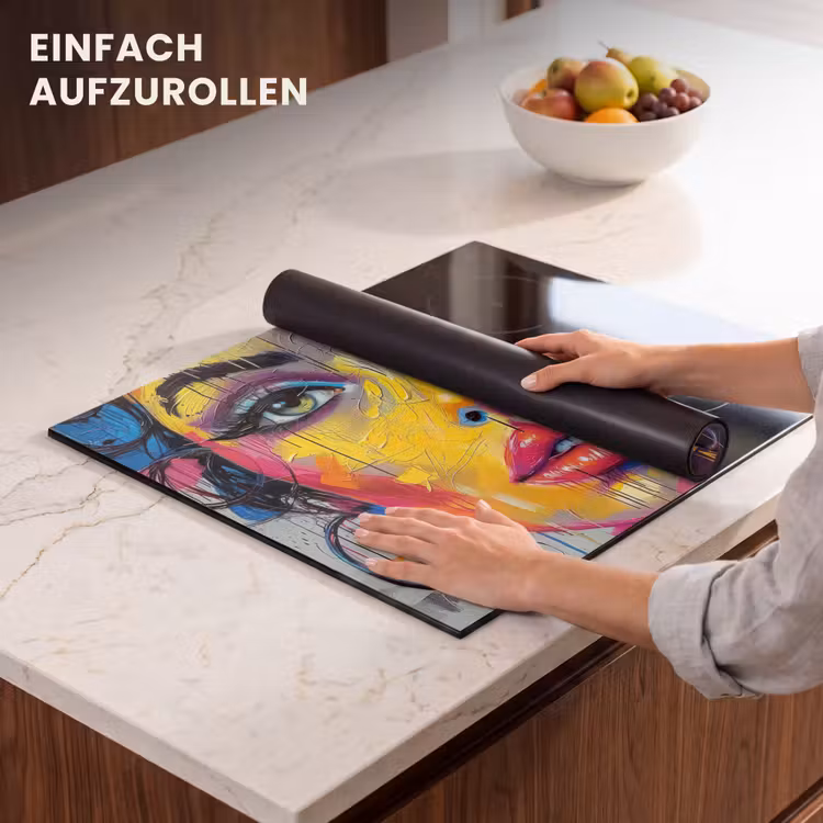 Herdabdeckplatte - Graffiti - Frau - Farbenfroh - Straßenkunst - Pop-Art — 7