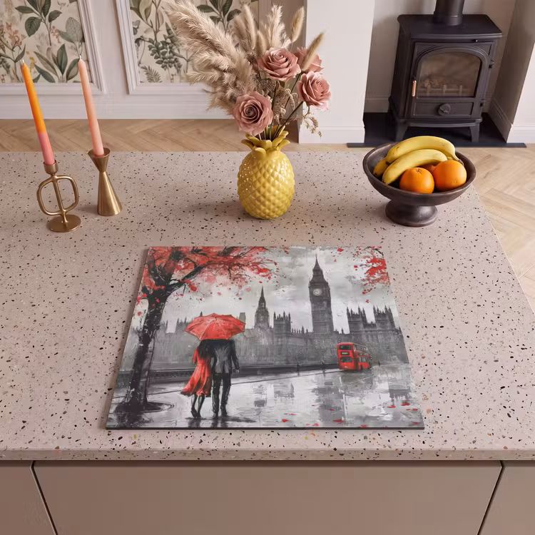 Herdabdeckplatte - London - Rot - Schwarz - Ehepaar - Romantisch — 3
