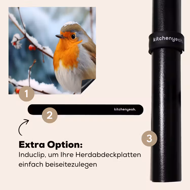 Herdabdeckplatte - Rotkehlchen - Winter - Schnee - Vogel - Natur — 8