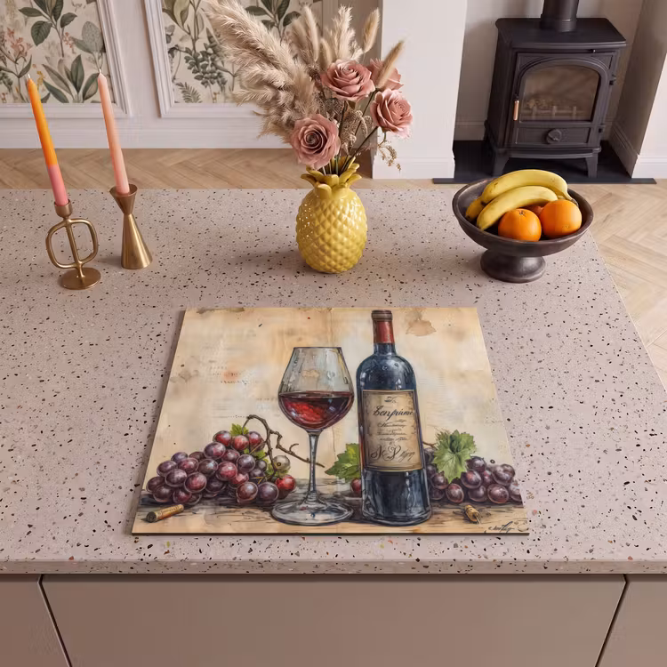 Herdabdeckplatte - Wein - Trauben - Getränk - Weinglas - Obst — 3