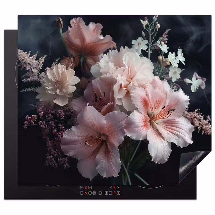 Herdabdeckplatte - Blumen - Rosa - Dampf - Pflanzen — 1