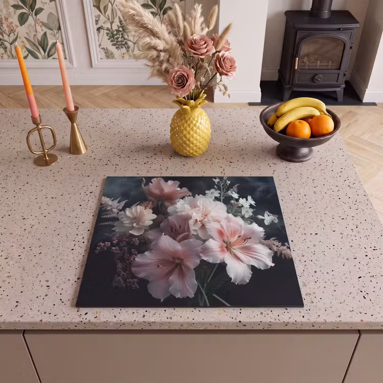 Herdabdeckplatte - Blumen - Rosa - Dampf - Pflanzen — 3
