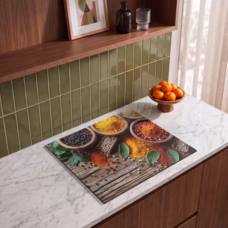 Herdabdeckplatte - Kräuter - Holztextur - Kochen - Gewürze — 4