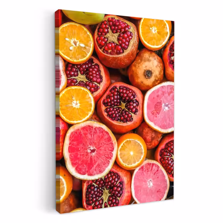 Leinwandbilder - Zitrus und Granatapfel Mosaik — 1