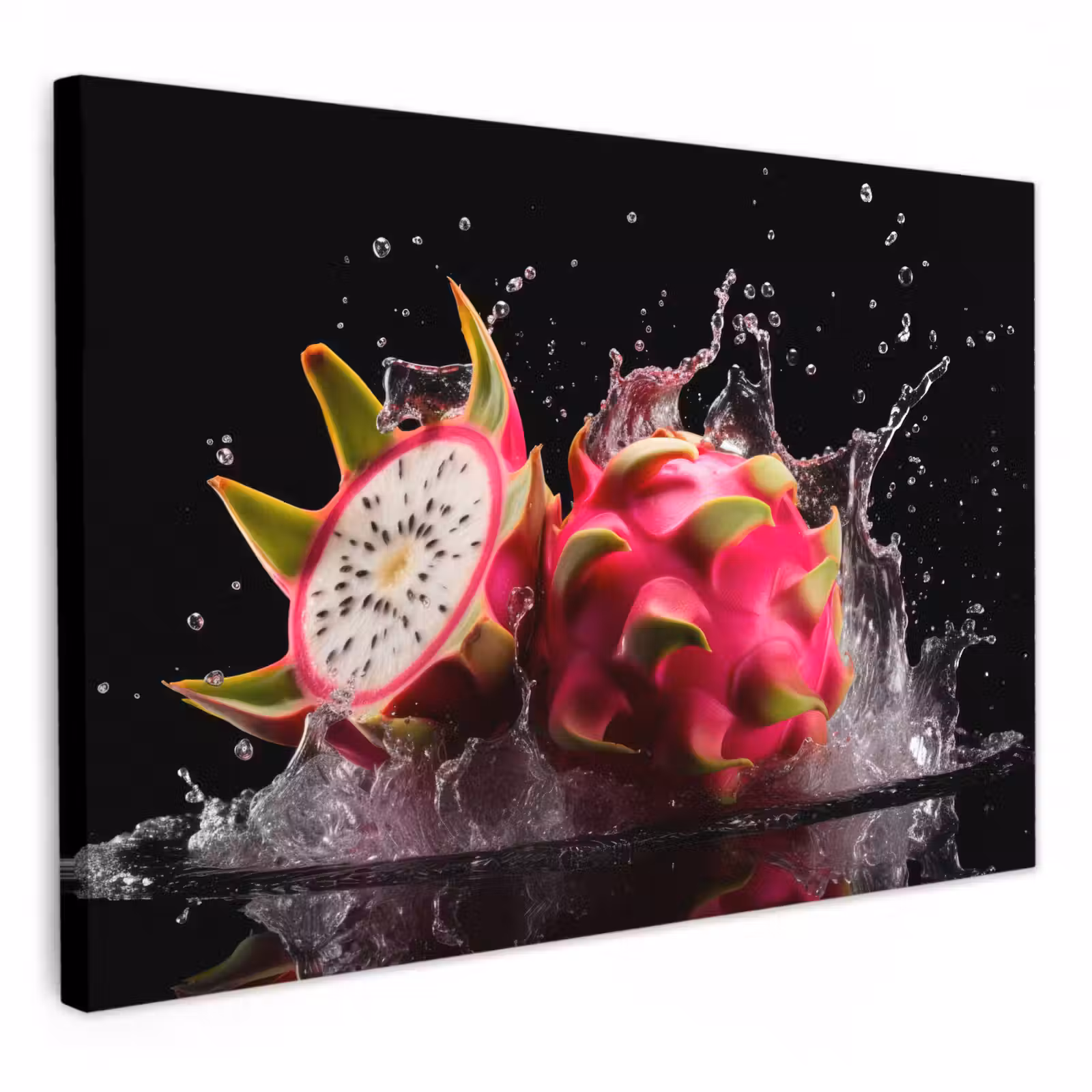 Leinwandbilder - Drachenfrucht - Schwarz - Wasser - Frucht - Frucht — 1