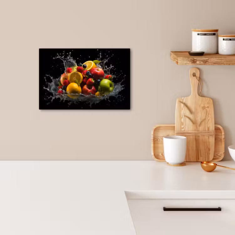 Leinwandbilder - Obst - Apfel - Orange - Rote Früchte - Wasser — 3