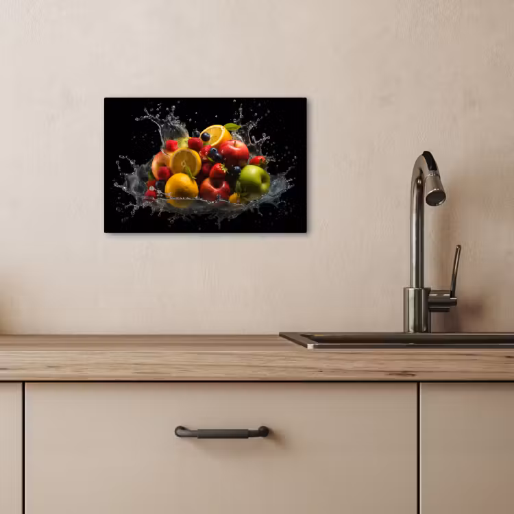 Leinwandbilder - Obst - Apfel - Orange - Rote Früchte - Wasser — 4