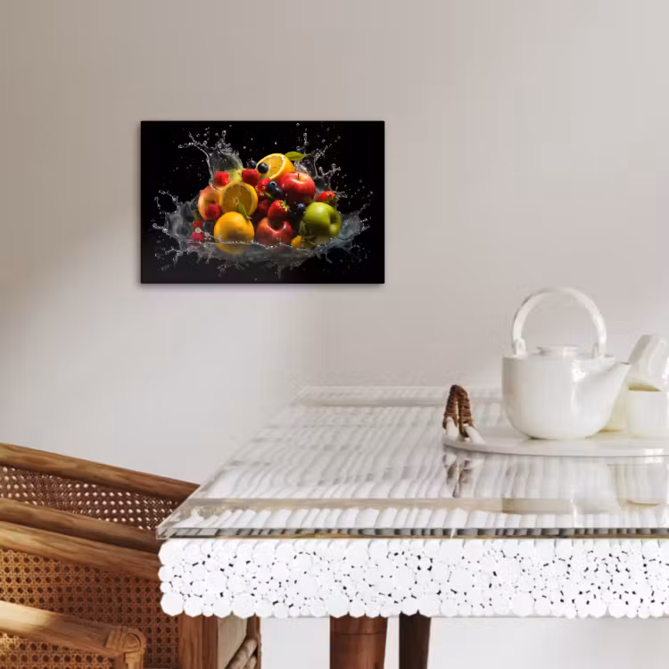 Leinwandbilder - Obst - Apfel - Orange - Rote Früchte - Wasser — 5