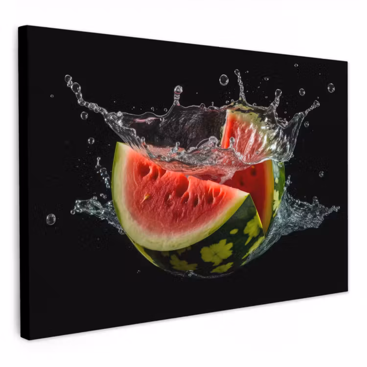 Leinwandbilder - Wassermelone - Schwarz - Wasser - Obst - Melone — 1