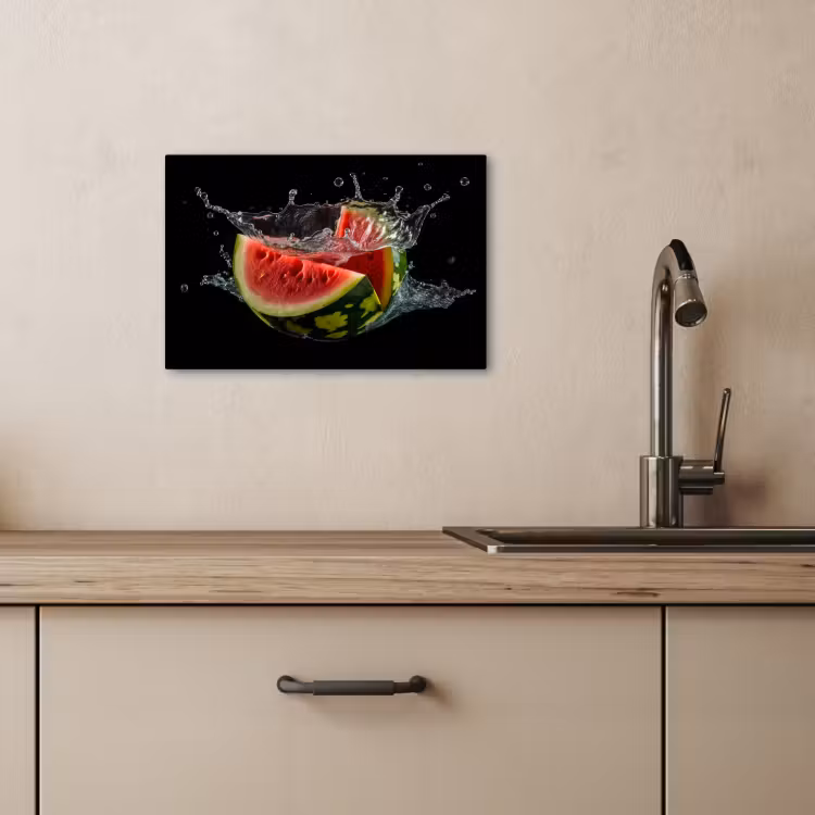 Leinwandbilder - Wassermelone - Schwarz - Wasser - Obst - Melone — 3