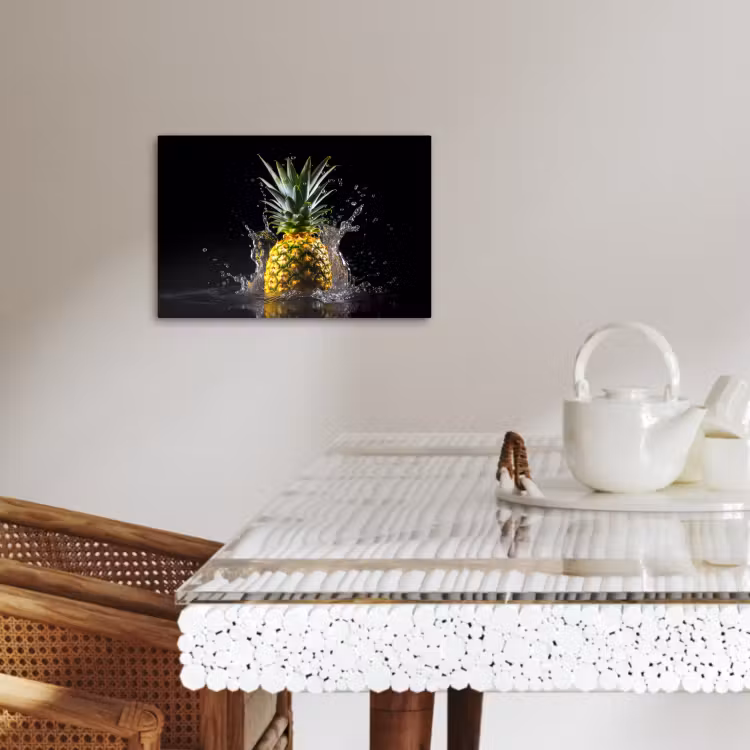 Leinwandbilder - Ananas - Obst - Wasser - Pflanzen - Schwarz — 4