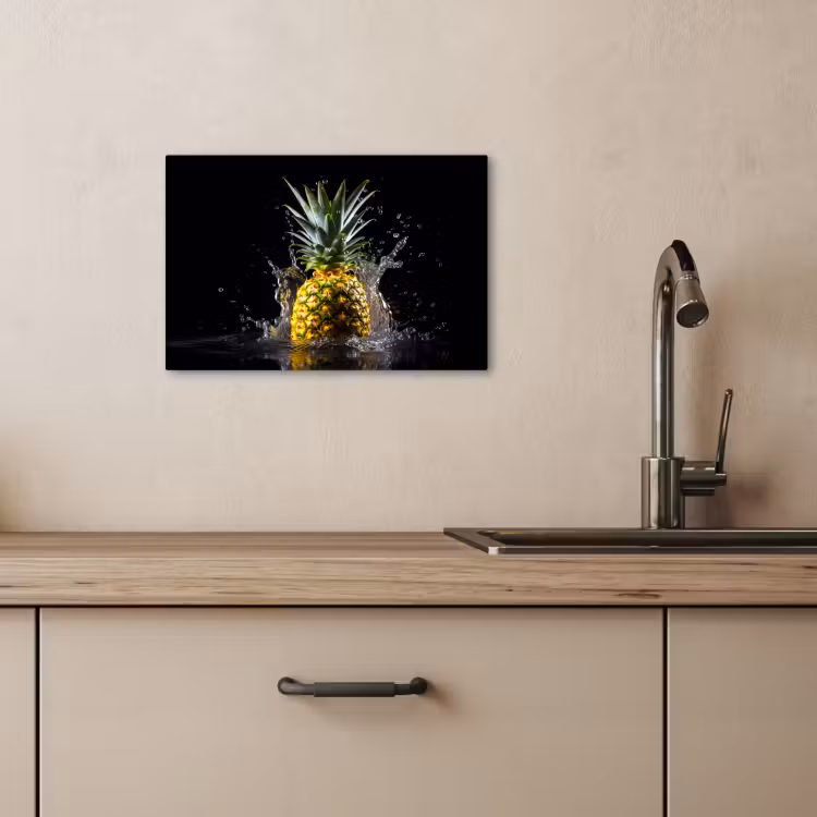 Leinwandbilder - Ananas - Obst - Wasser - Pflanzen - Schwarz — 5