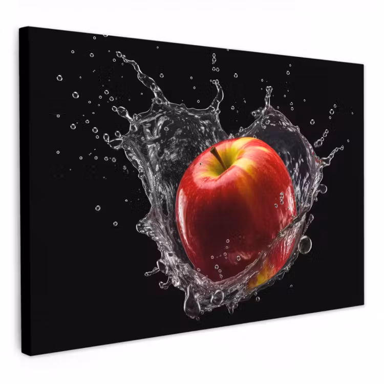 Leinwandbilder - Apfel - Rot - Wasser - Schwarz - Obst — 1