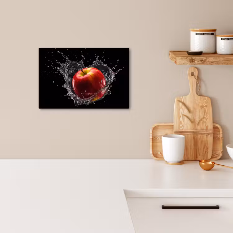 Leinwandbilder - Apfel - Rot - Wasser - Schwarz - Obst — 3
