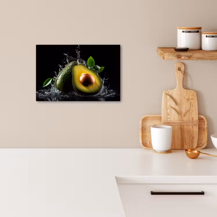 Leinwandbilder - Avocado - Gemüse - Blatt - Wasser - Schwarz - Grün — 3