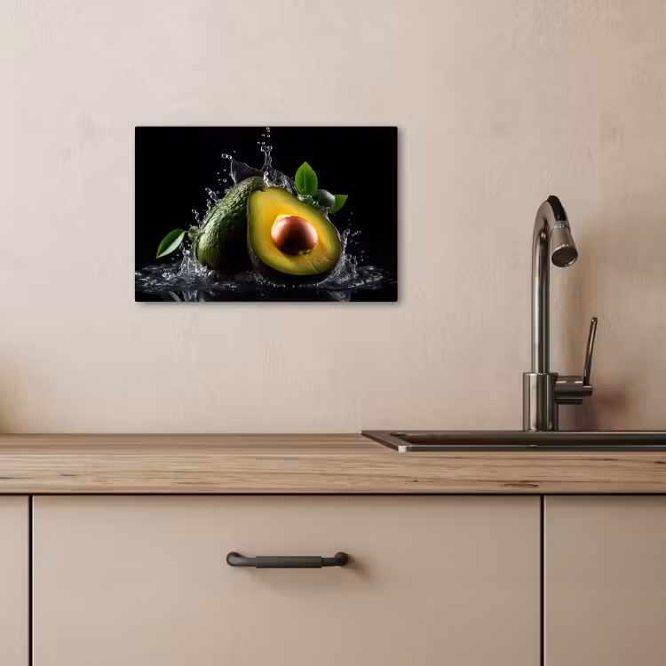 Leinwandbilder - Avocado - Gemüse - Blatt - Wasser - Schwarz - Grün — 4