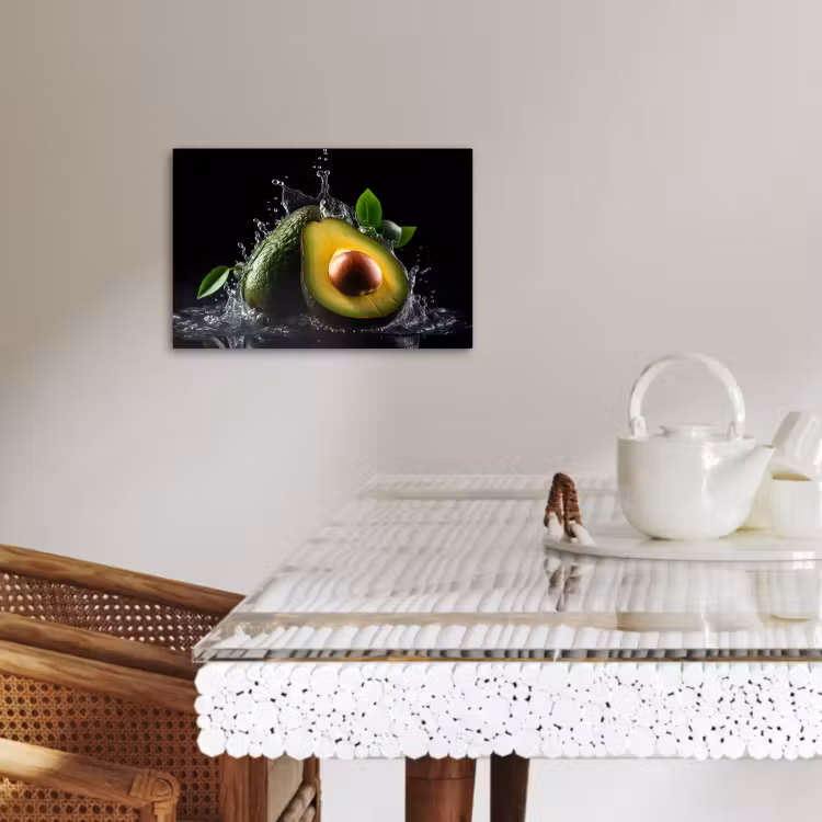 Leinwandbilder - Avocado - Gemüse - Blatt - Wasser - Schwarz - Grün — 5