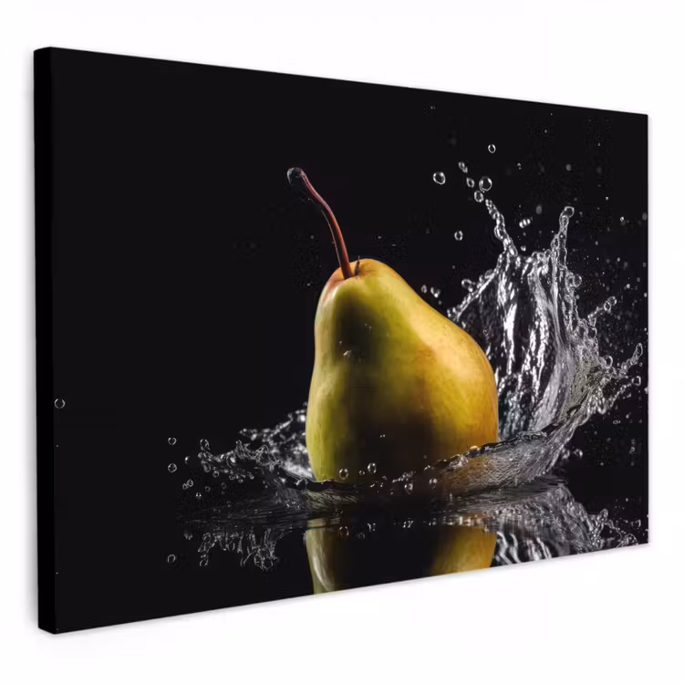 Leinwandbilder - Birne - Obst - Wasser - Schwarz — 1