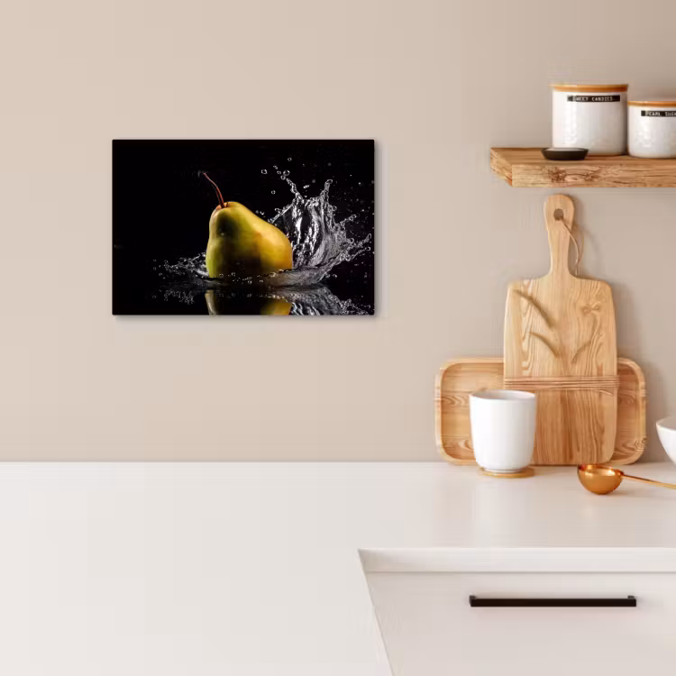 Leinwandbilder - Birne - Obst - Wasser - Schwarz — 3